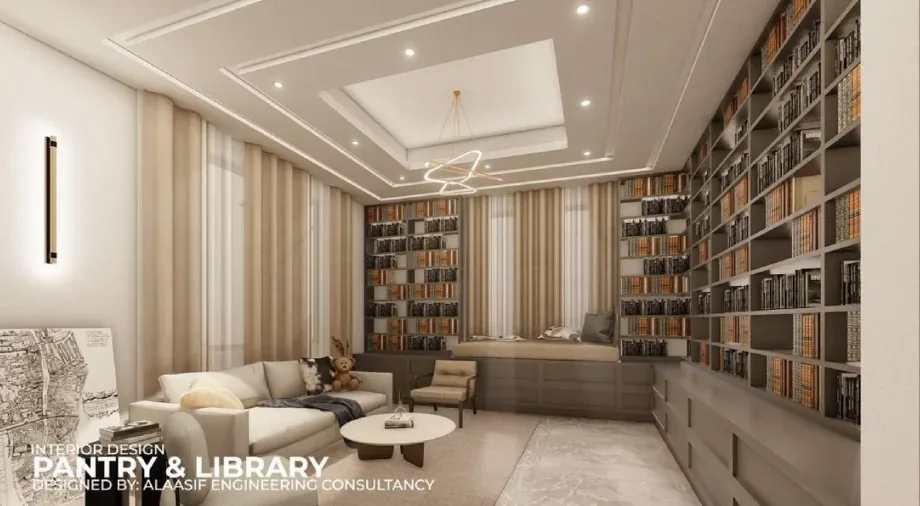 Pantry & Library — Private Residence, Muscat, Alaasif Engineering Consultancy Oman